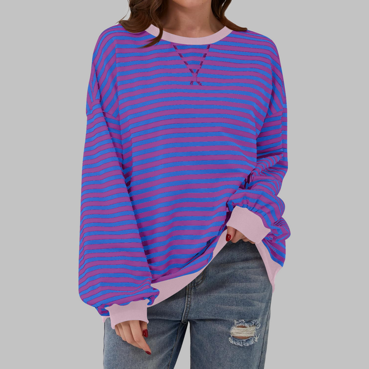 Lerova Soft Knit Sweater with Stripe Pattern, view 8 - Elena Harper