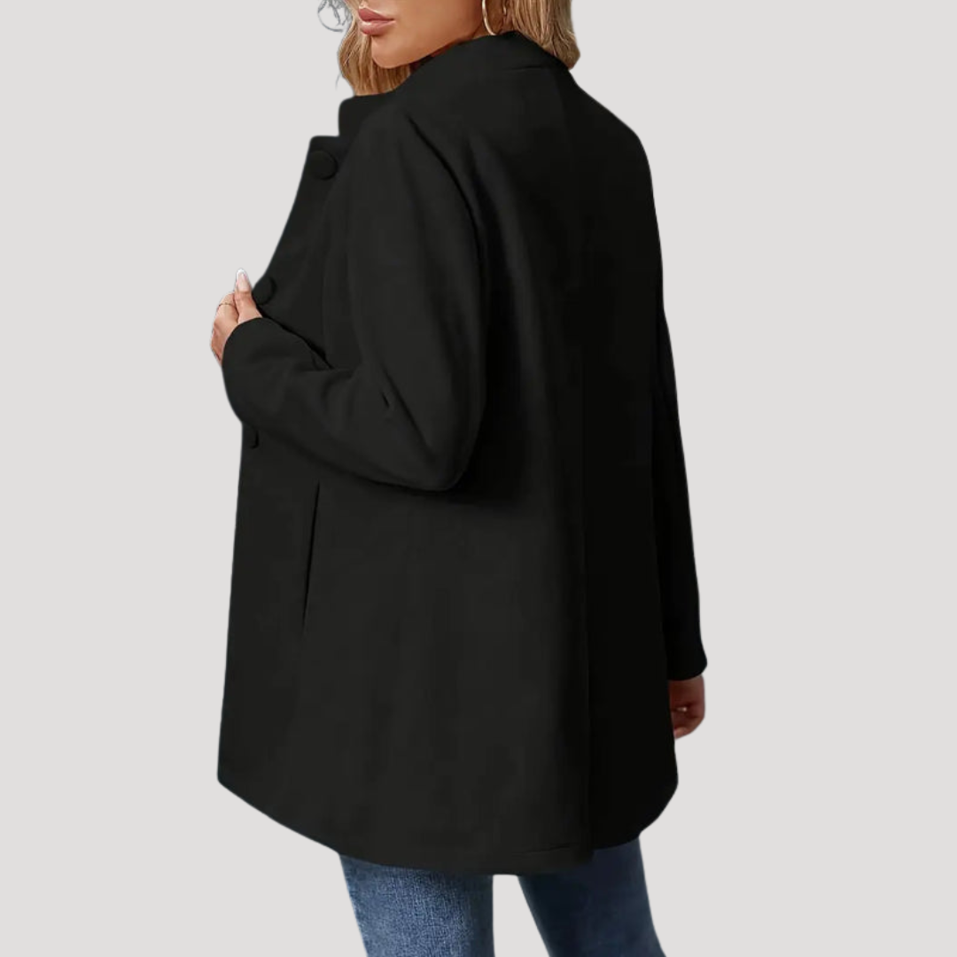 Women's Buttoned Coat with High Collar