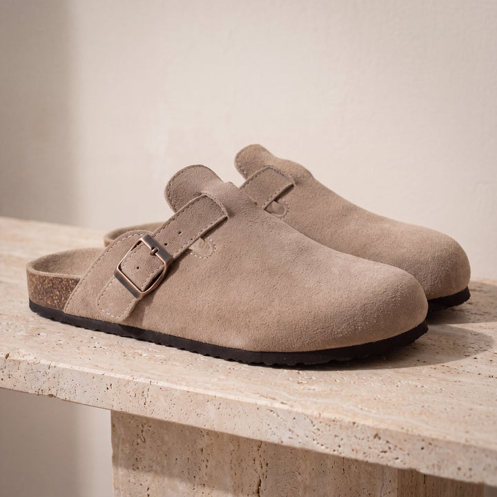 NOBA Suede Clogs.