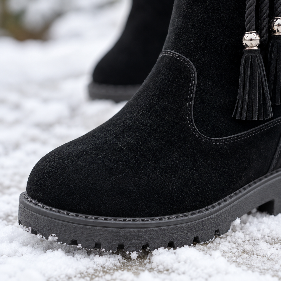 Calvera Fleece-Lined Side-Zip Calf Boots - Elena Harper