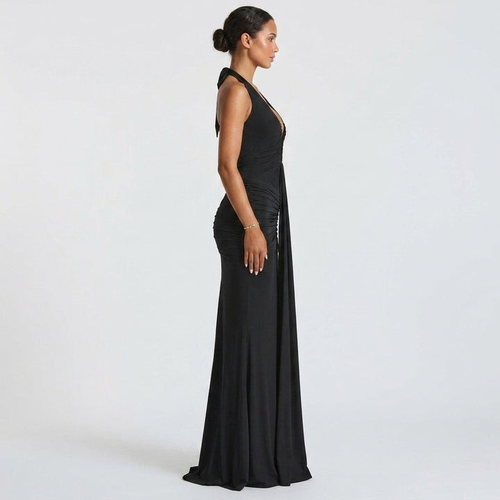 Black Halter Maxi Dress Evening