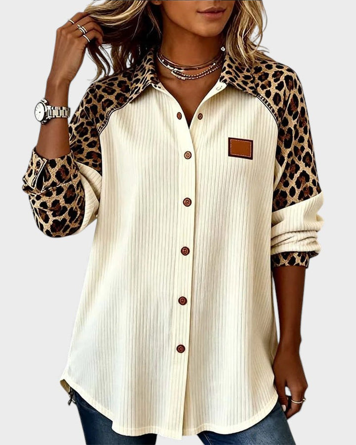 Jackie Leopard Print Button-Down Shirt - Elena Harper