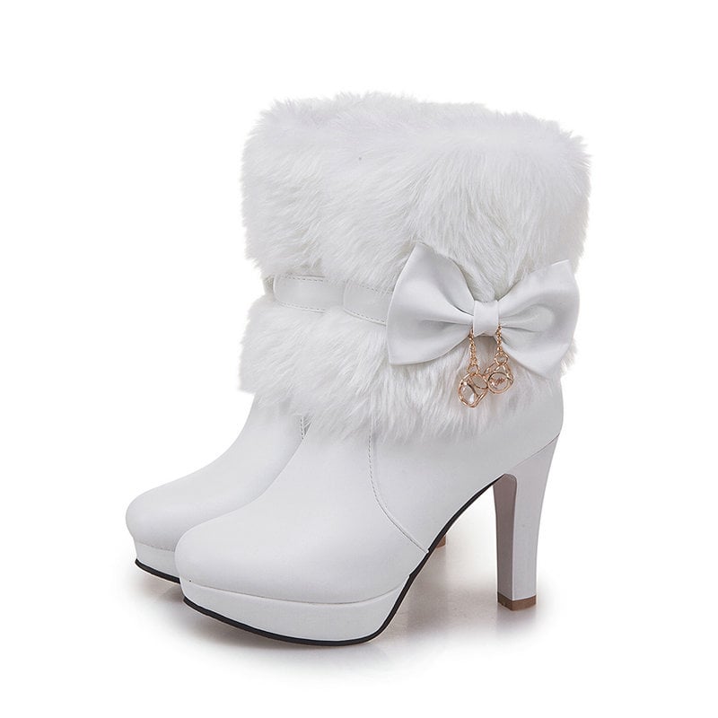Short Women's Boots with Structured Heel - Yevrina