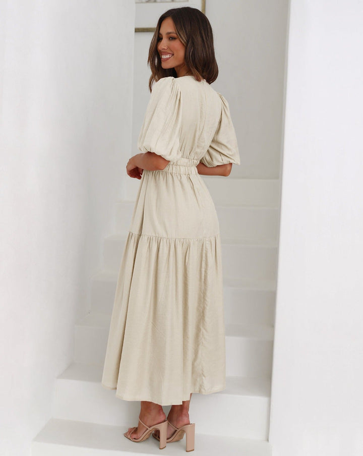 Ella Dress V-Neck Balloon Sleeve