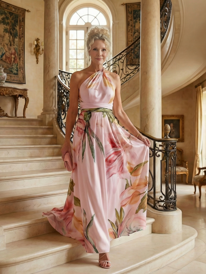 Amiel Lightweight Floral Maxi Dress American Cut Sleeveless - Elena Harper