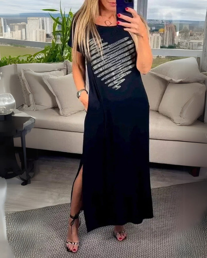 ENILA Casual Dress With Silver Heart - Elena Harper