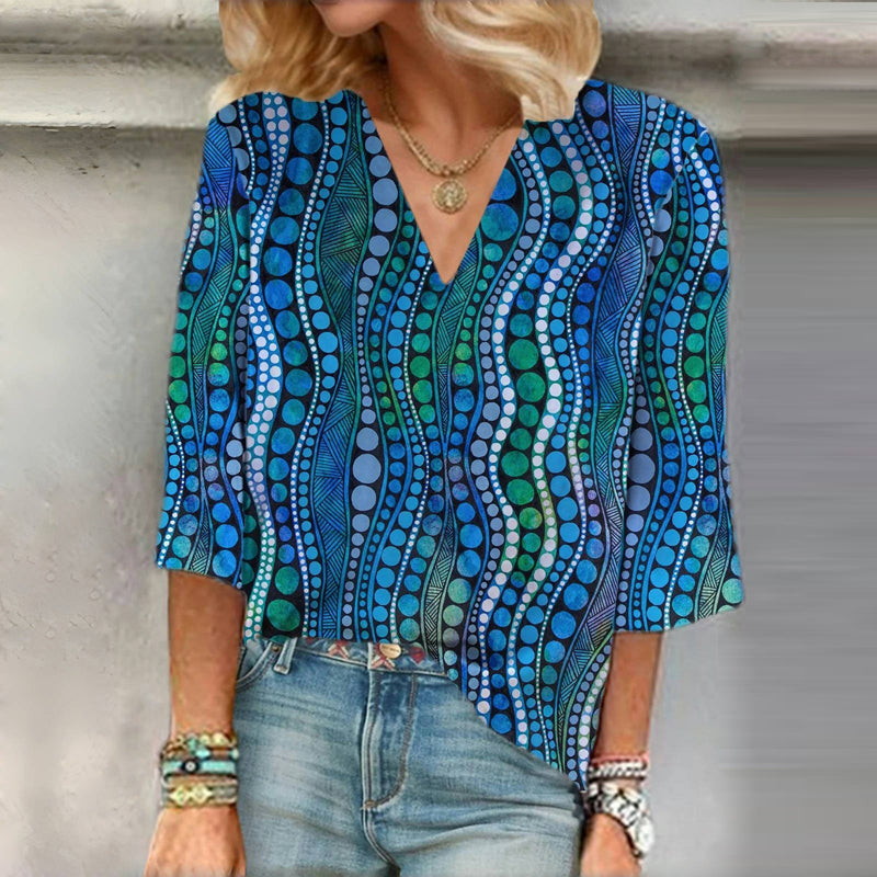 Vintage Abstract Polka Dot Blouse