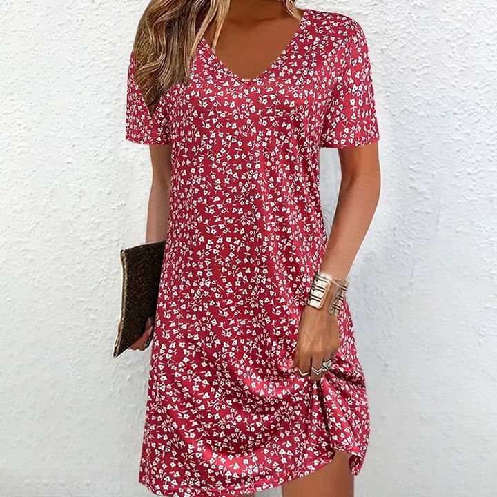 Rachel Casual V-Neck Short Dress - Elena Harper