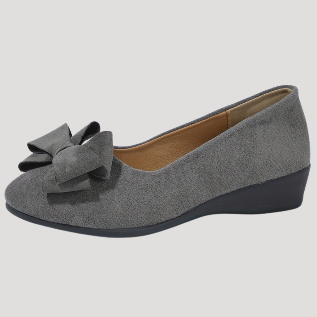 Wedge Ballet Flats with Elegant Bow