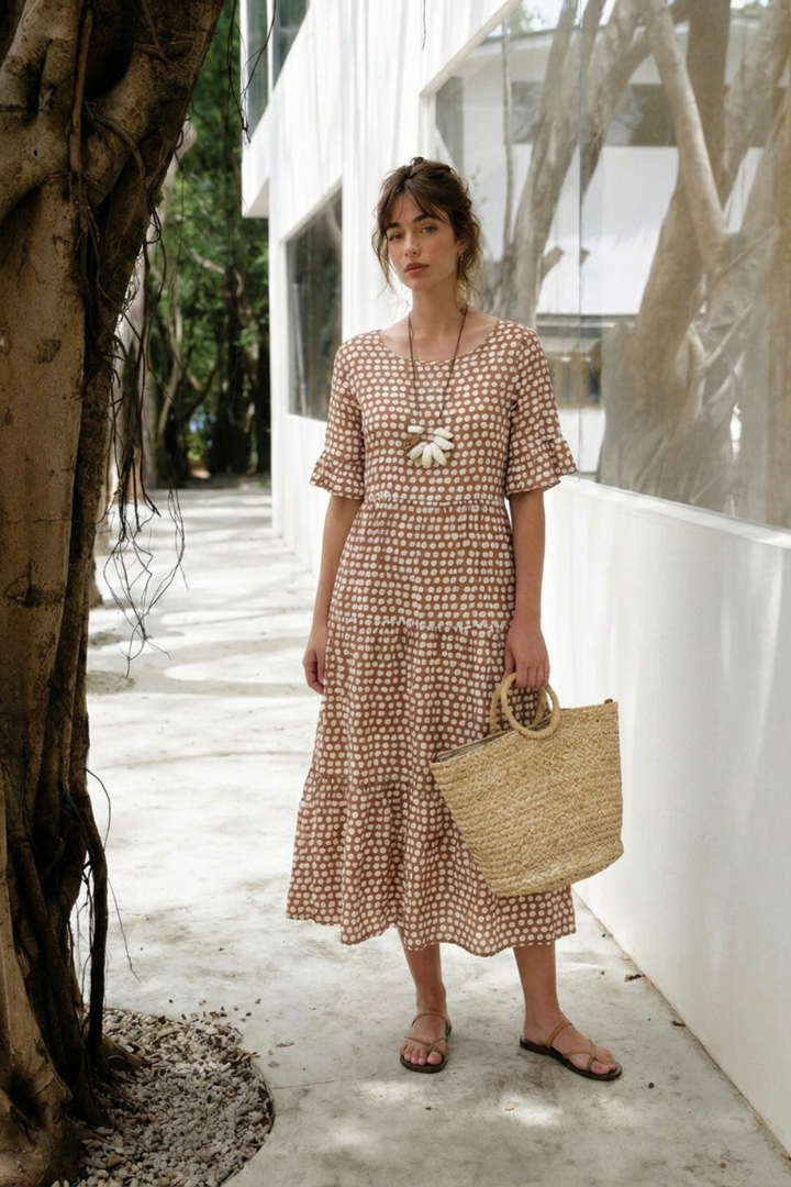 Women’s Floral Midi Dress | Puff Sleeves