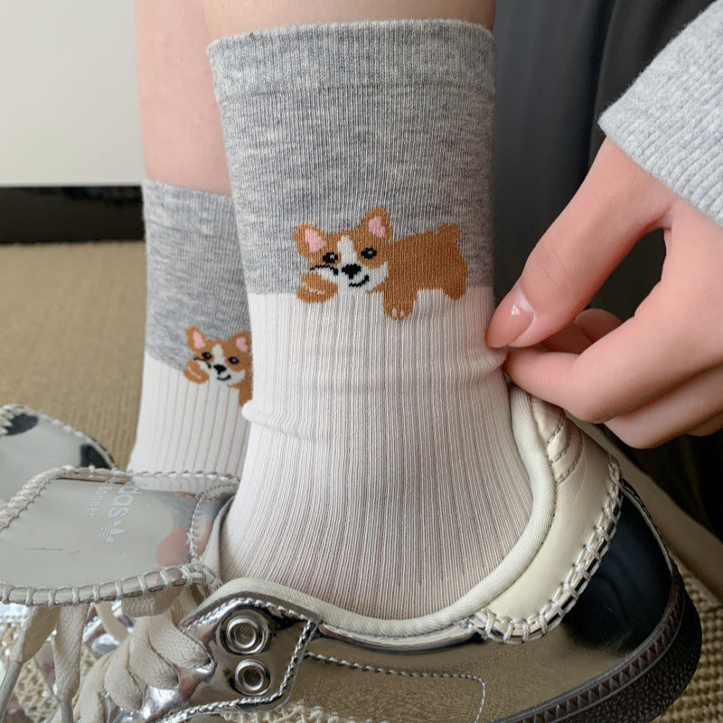 Casual Socks with Puppy Print