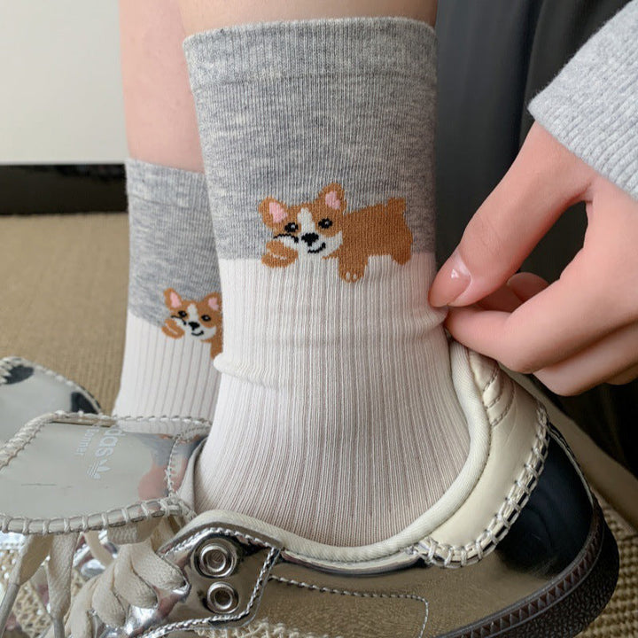 Casual Socks with Puppy Print