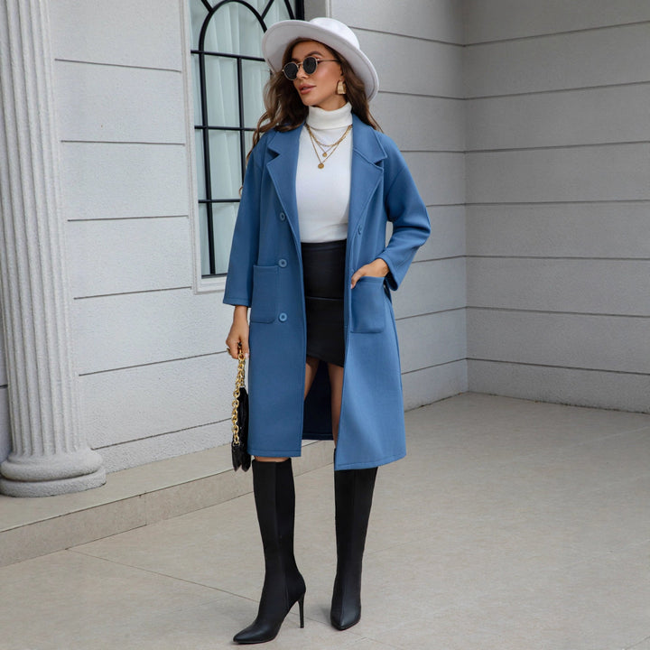 Mid-length wool coat with belt for women Lilac - Elena Harper