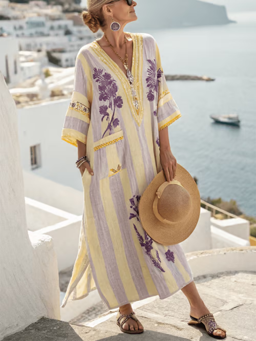 Bohemian Linen Dress - Elena Harper