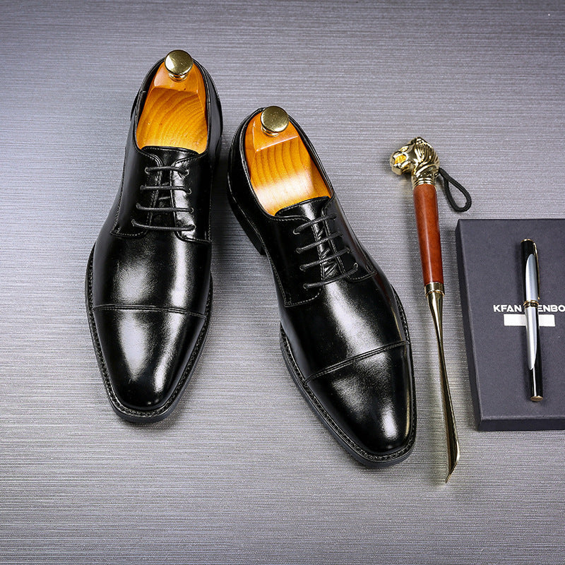 Elegant leather lace-up shoes for men Viktor, view 4 - Elena Harper