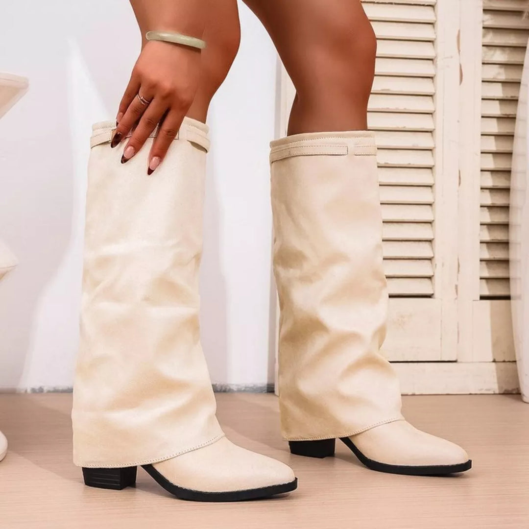 Shannon Point Toe Block Heels Boots - Elena Harper