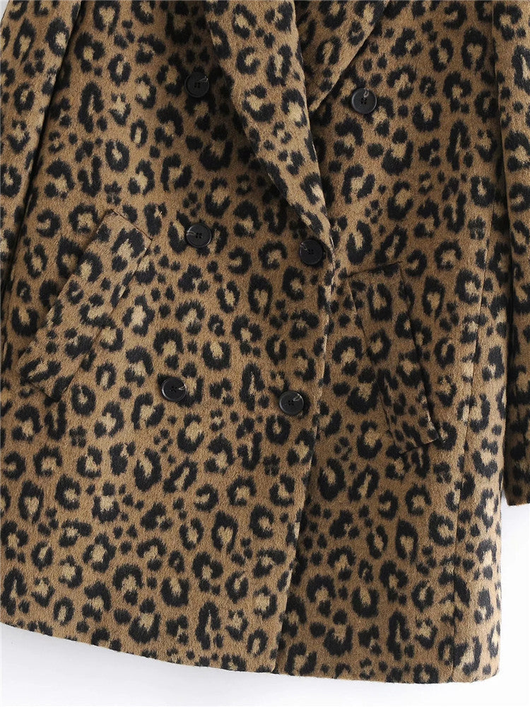 Straight Cut Leopard Print Women's Coat - Frida