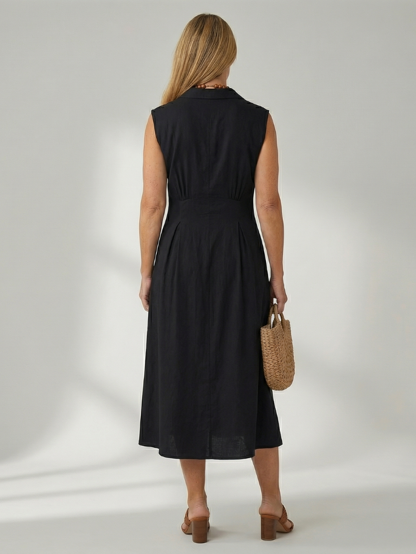 Celyn Stack Button Midi Dress - Elena Harper