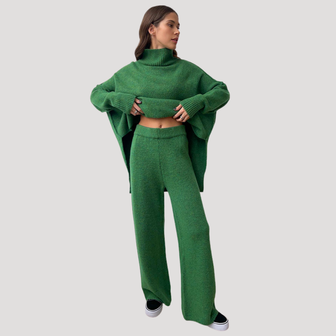 Women's Oversized Knit Sweater and Wide Leg Pants Set