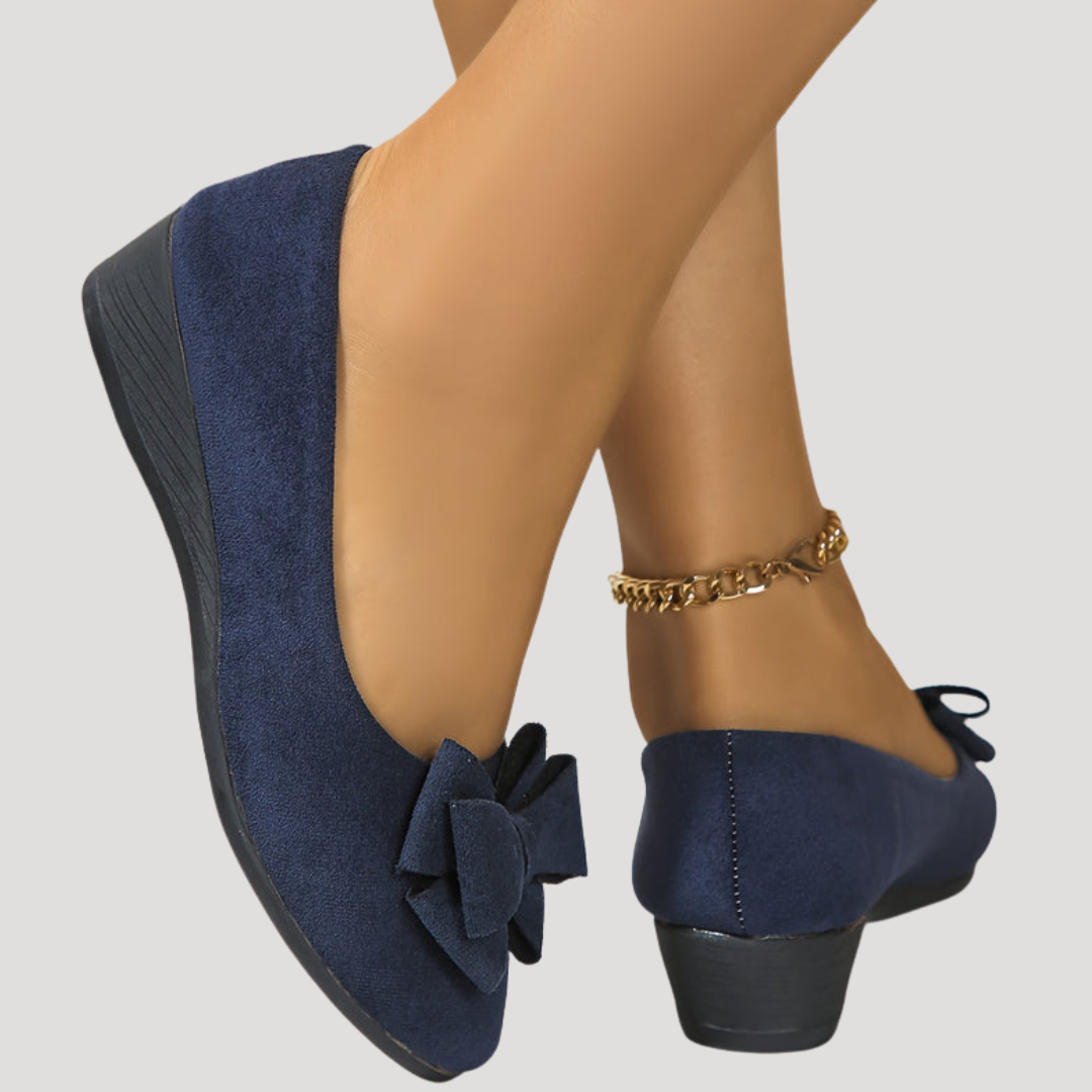 Wedge Ballet Flats with Elegant Bow