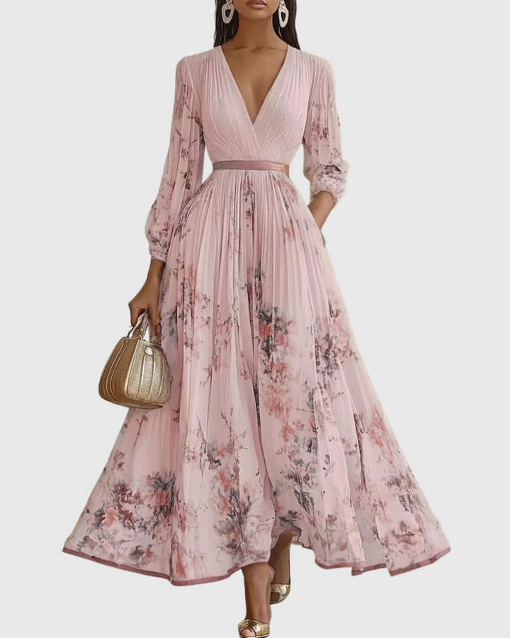 Adeline – Fluid Maxi Dress with Elegant Pleats