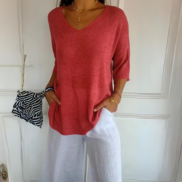 Marij - Women's Casual Jersey with V-Neck