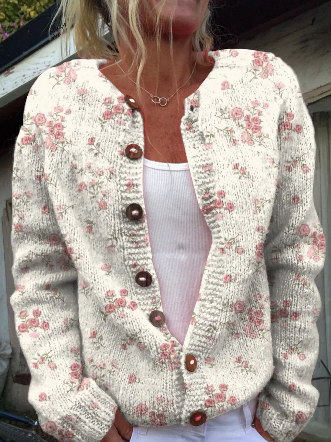 Evanthea Vintage Floral Print Cardigan Sweater - Elena Harper
