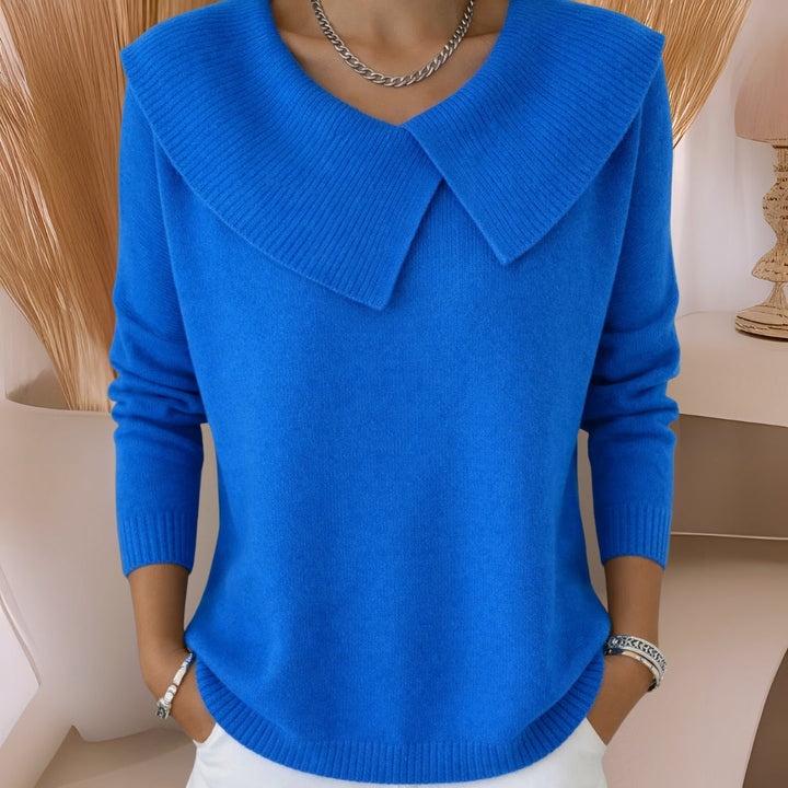 CHARLOTTE Knit Sweater with Soft Collar - Elena Harper