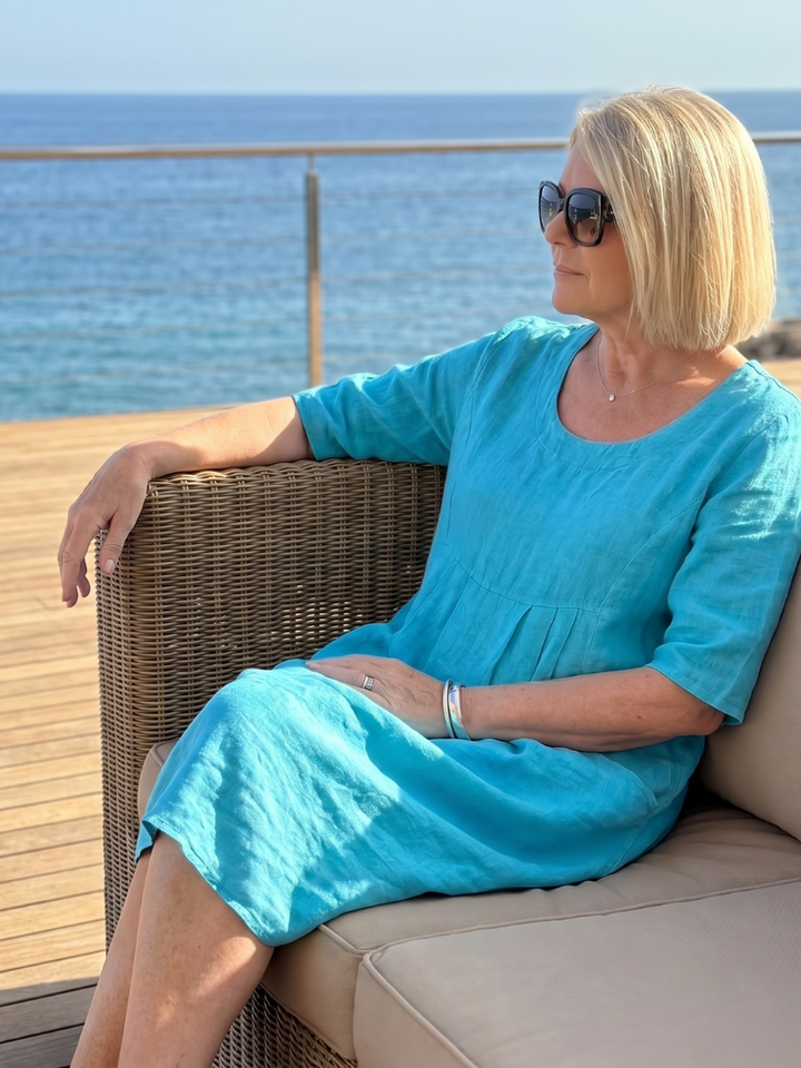 Eska Gathered Front Half Sleeve Knee Length Dress - Elena Harper