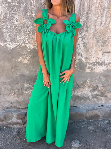 Floral Dress with U-Neck Timeless Elegance - Elena Harper