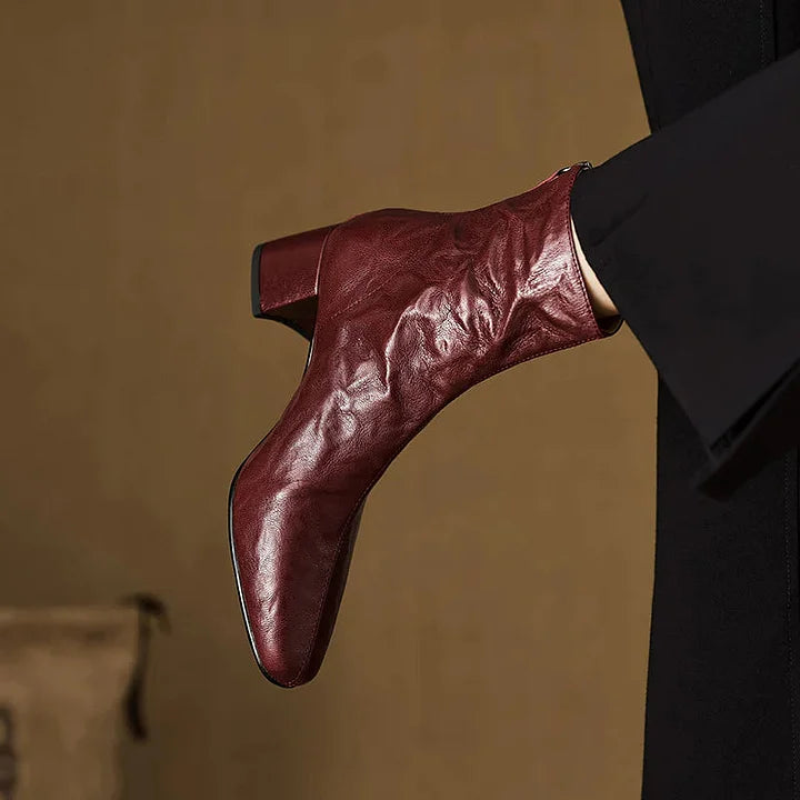 Selmia - Casual Ankle Boots With Square Toe