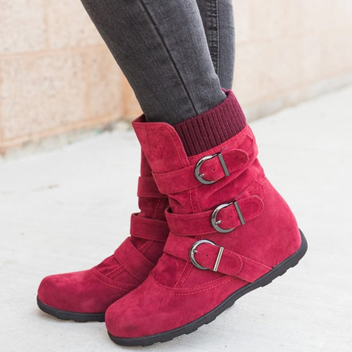 Adjustable Women's Boots with Suede Effect - Avenne