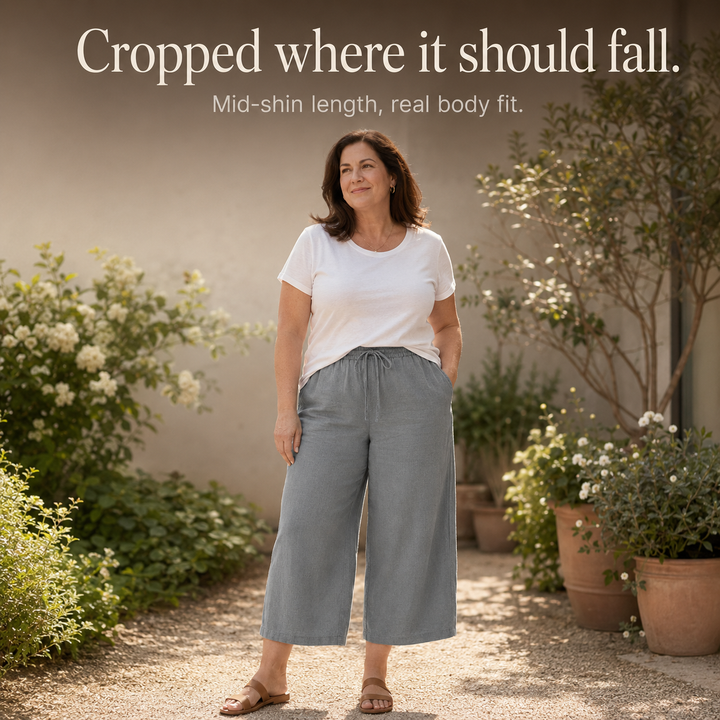 Calmara Cropped Wide-Leg Drawstring Pants - Elena Harper