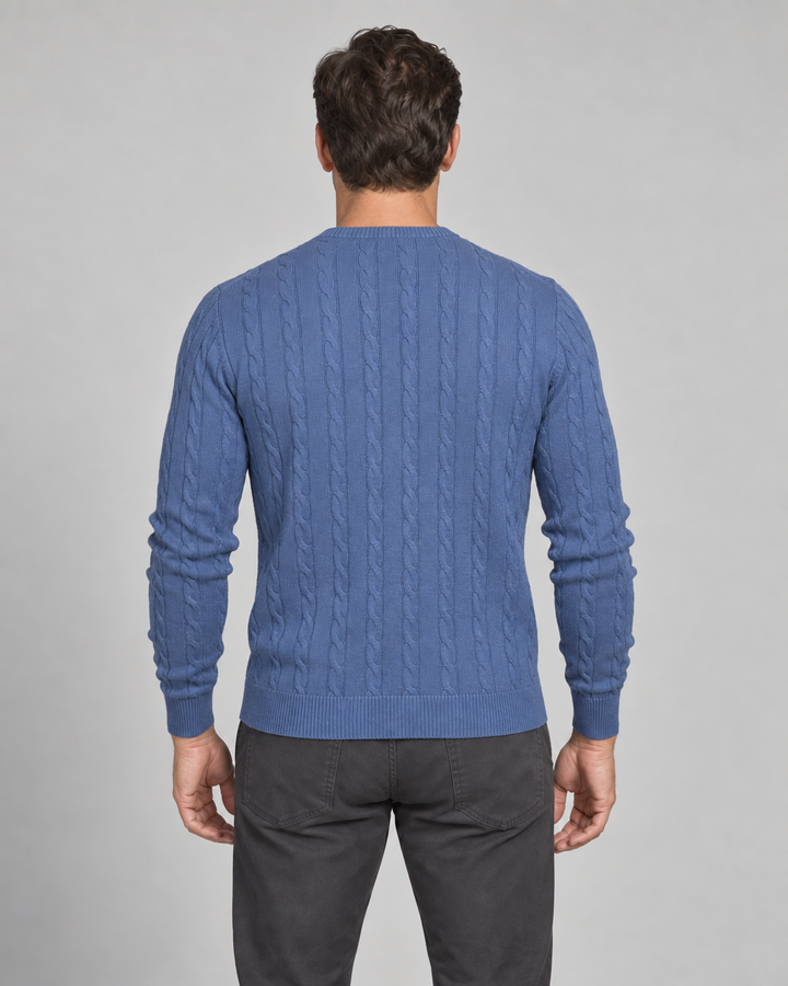 Men’s Cable-Knit Crew-Neck Jumper with Long Sleeves