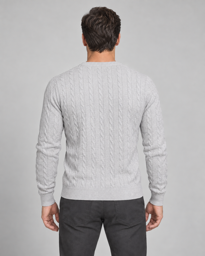 Men’s Cable-Knit Crew-Neck Jumper with Long Sleeves
