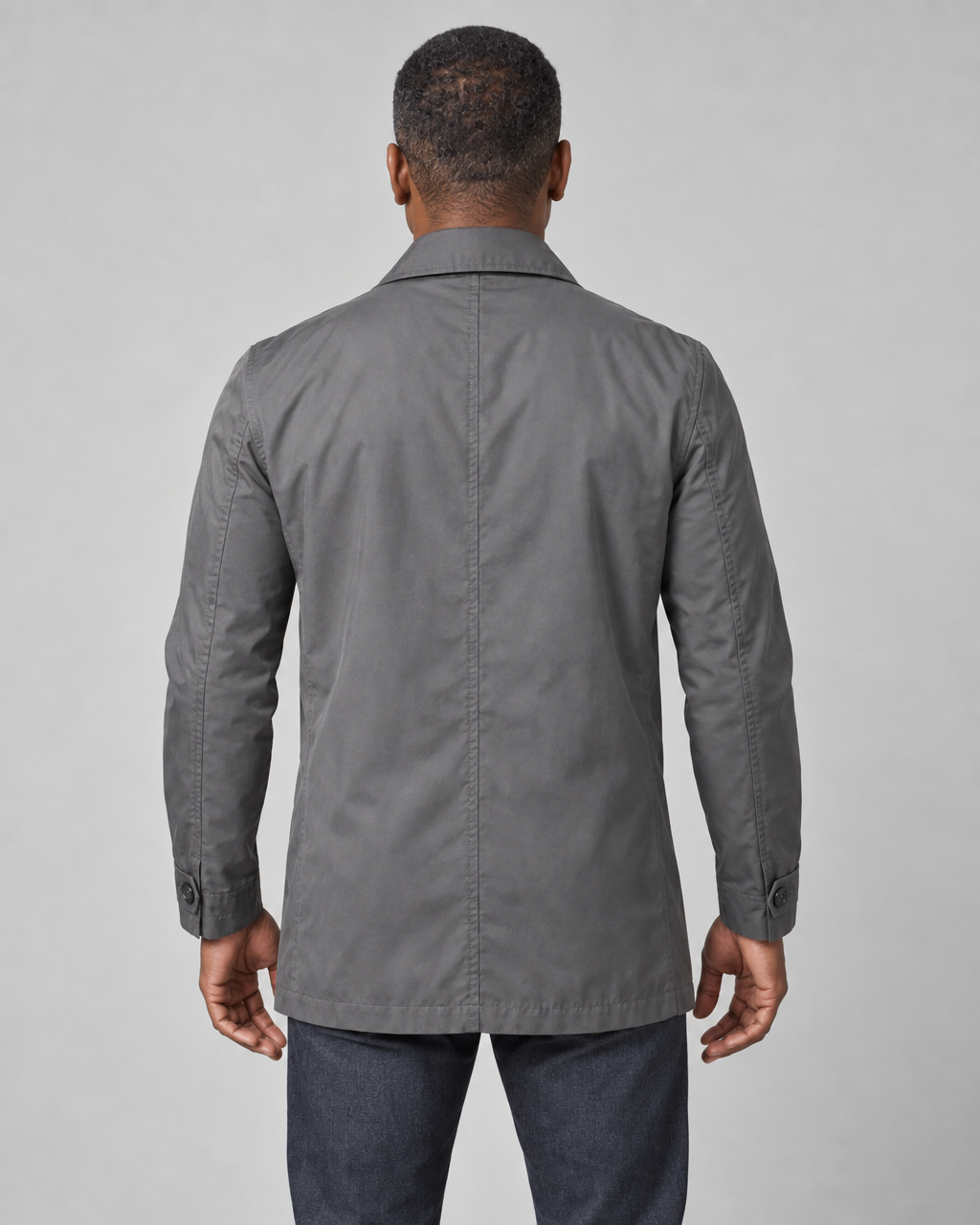 Men’s Mid-Length Button-Front Coat with Point Collar