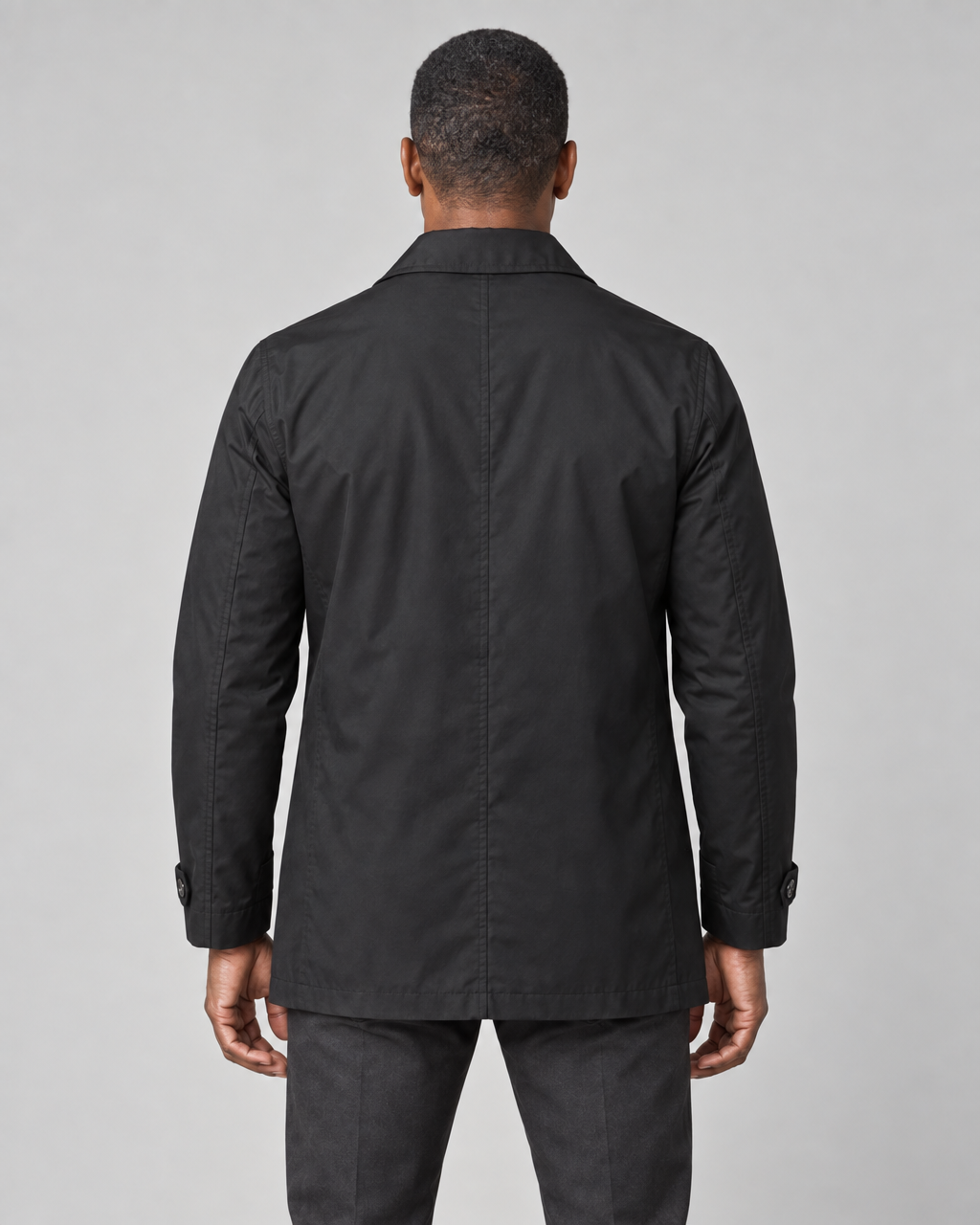 Men’s Mid-Length Button-Front Coat with Point Collar