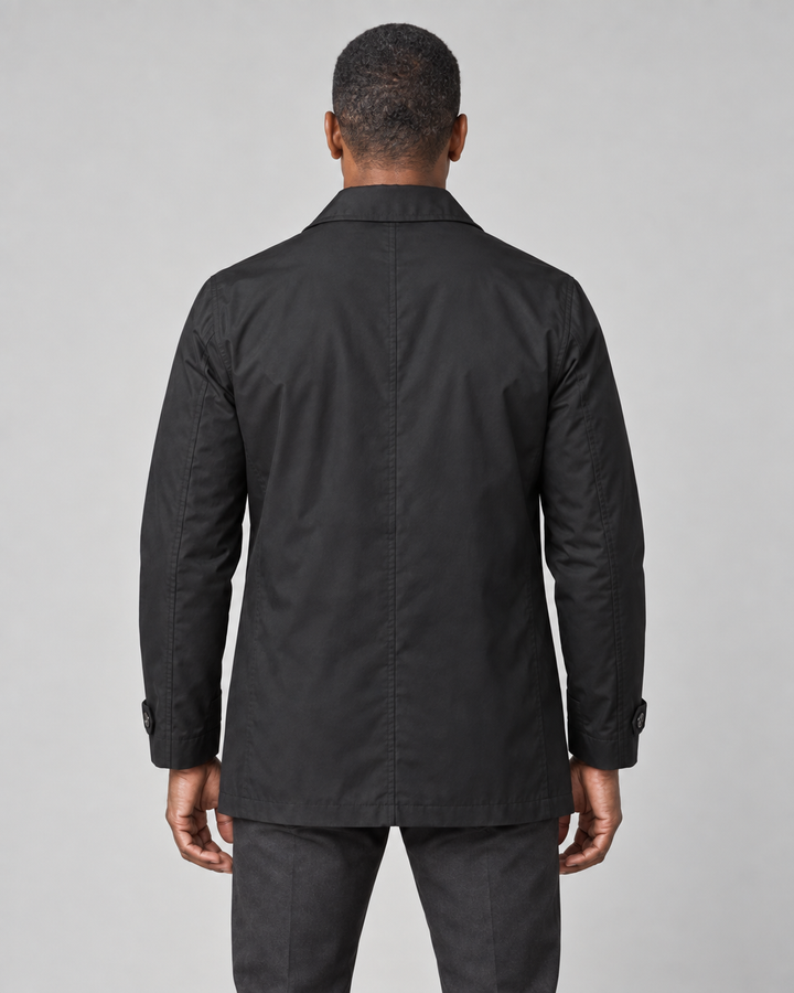 Men’s Mid-Length Button-Front Coat with Point Collar