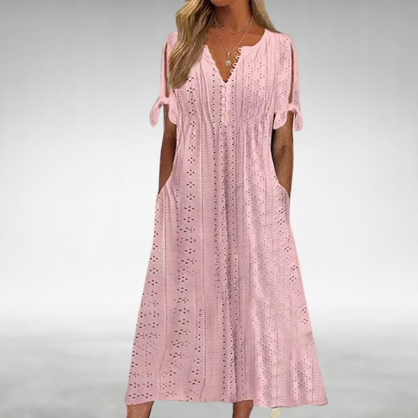 Natalie Light Blue Eyelet Summer Dress - Elena Harper