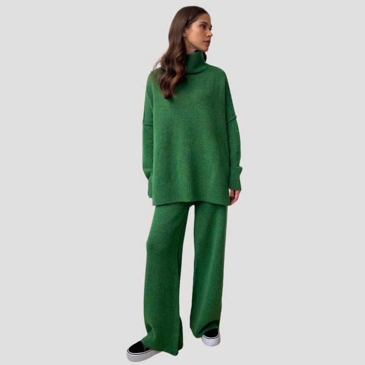 Women's Oversized Knit Sweater and Wide Leg Pants Set