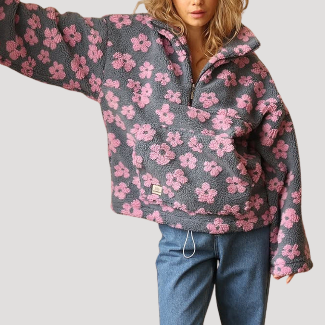Women's Floral Pull-Over Demi-Zip