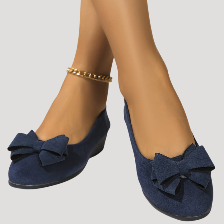 Wedge Ballet Flats with Elegant Bow