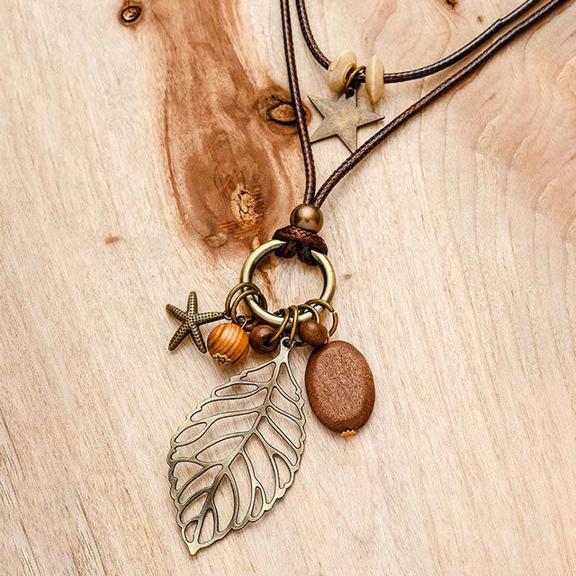 Vintage Leaf Pendant Necklace - Elena Harper