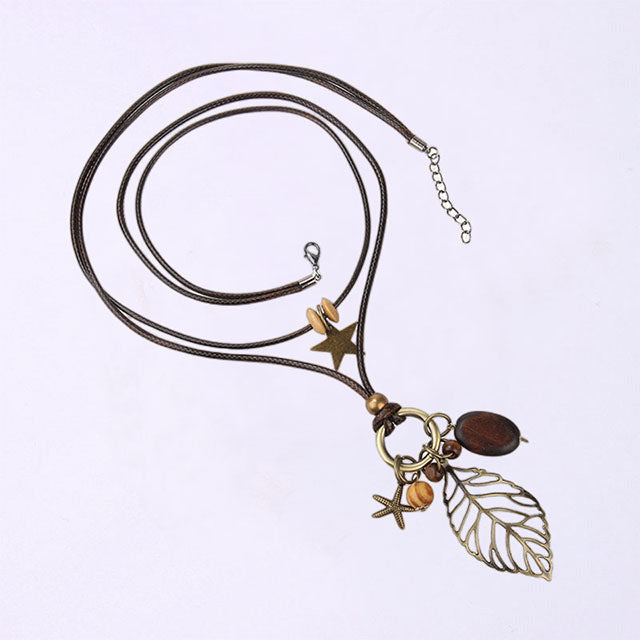Vintage Leaf Pendant Necklace, view 4 - Elena Harper