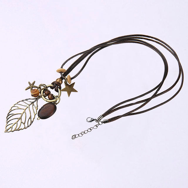 Vintage Leaf Pendant Necklace, view 5 - Elena Harper