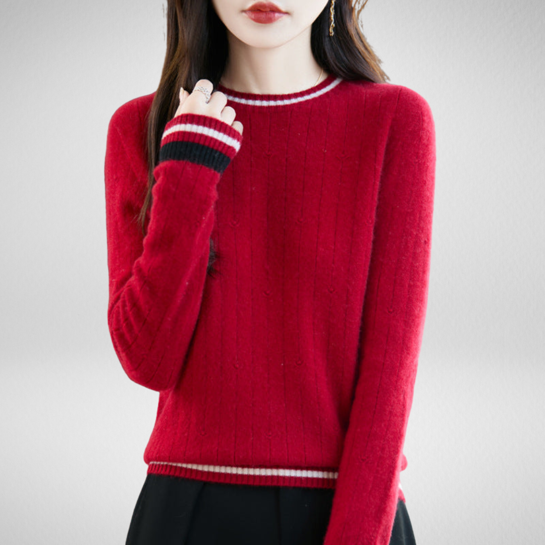 Amalia Classic Elegant Red Sweater - Elena Harper