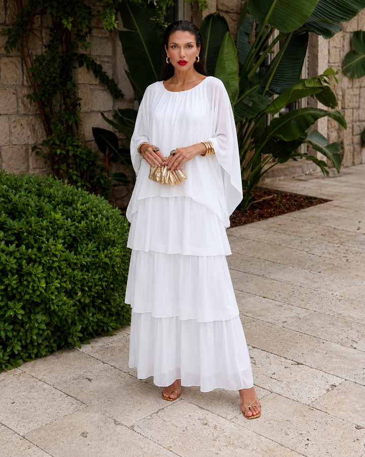 Amélie | Elegant Belly-Covering Chiffon Maxi Dress