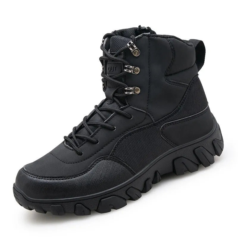 Men's outdoor style ankle boots with medium shaft, laces, and rugged sole - Tarevon