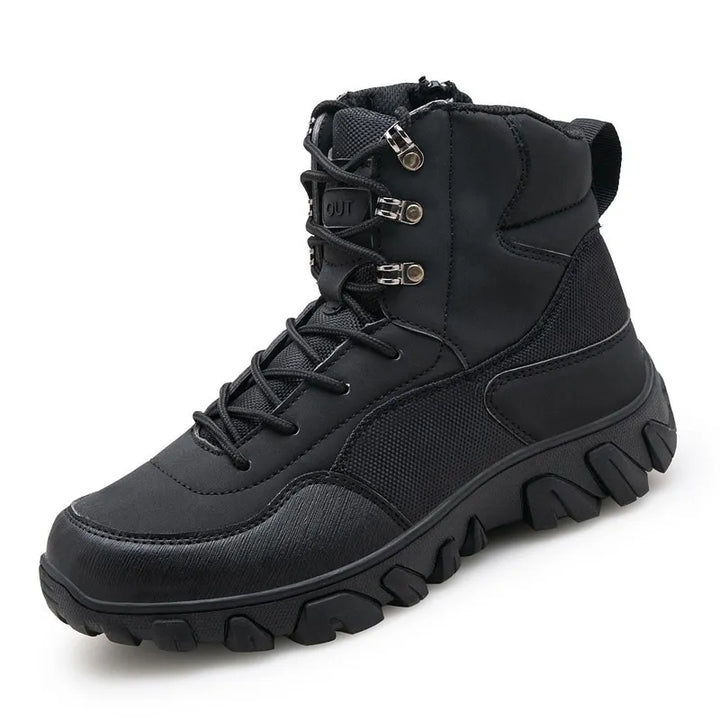 Men's outdoor style ankle boots with medium shaft, laces, and rugged sole - Tarevon
