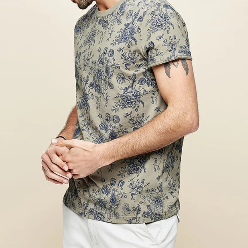 Men's Floral Print T-Shirt Regular Fit - Mauro